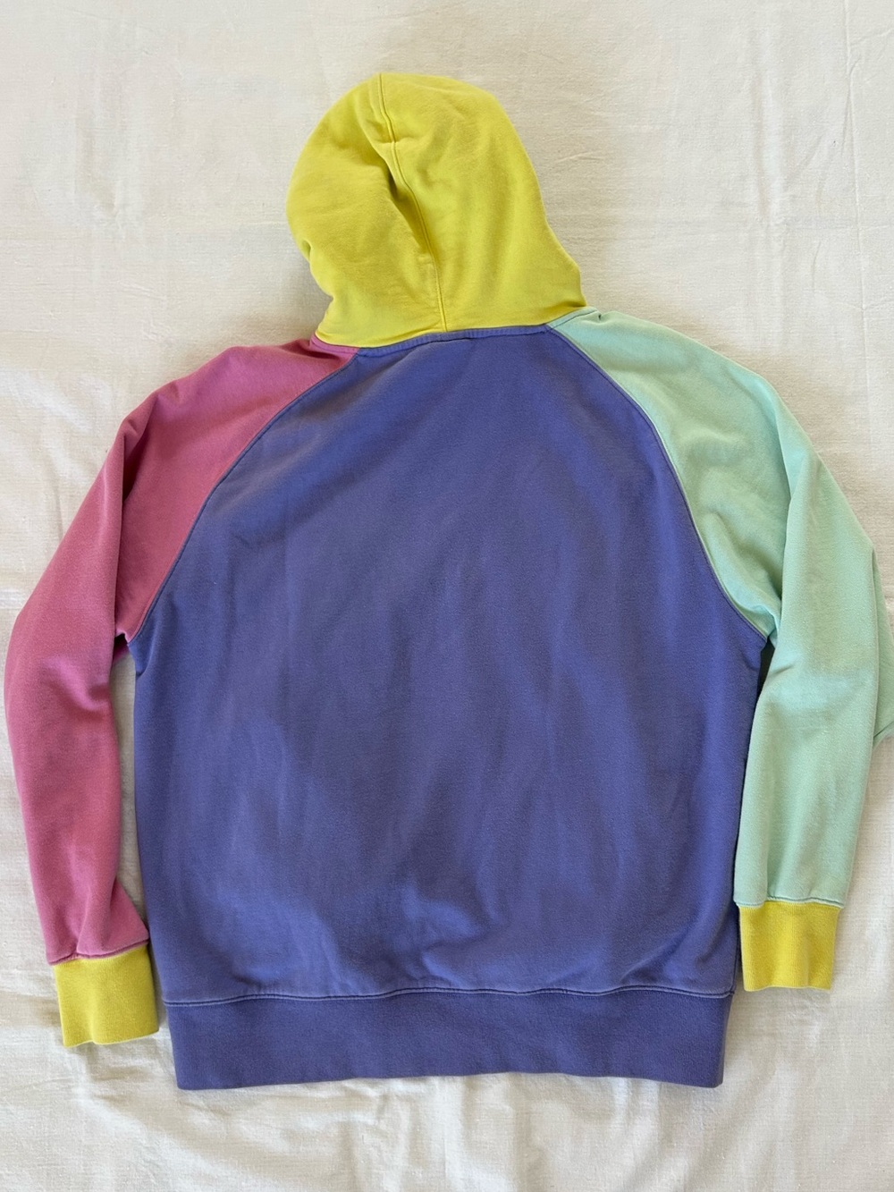 Teddy Fresh | Unisex XL Drawstring Hoodie Colorblock Colorful Pastels Purple - Picture 8 of 11